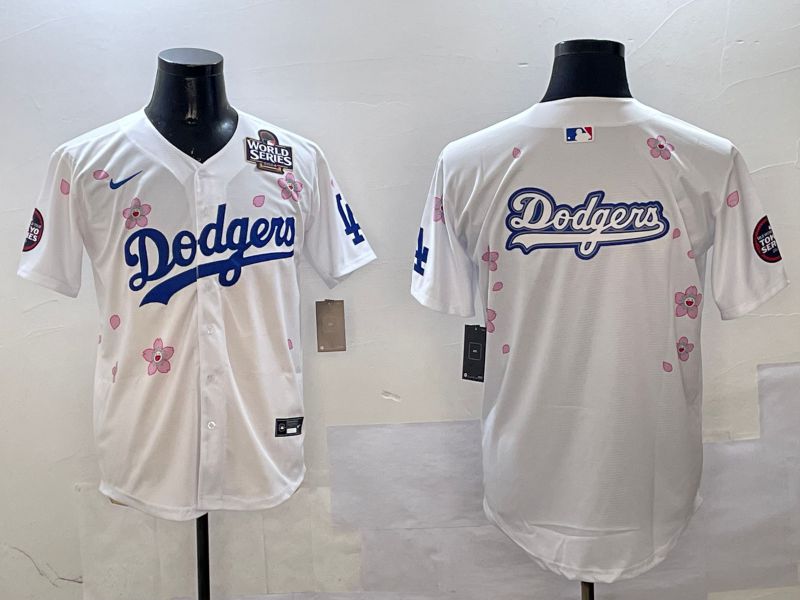 Men Los Angeles Dodgers Blank White Sakura Edition 2025 Nike MLB Jersey style 15
